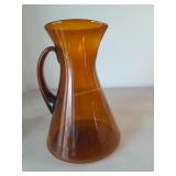 Amber Blown Glass Pitcher 12 In Tall.