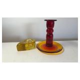 2 Hand Blown Art Glass Vases. 10 In Tall