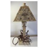 Metal Lamp & Shade. 16 In Tall
