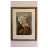 Vintage Chromolithograph Print In Quiet Prayer