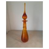 Amber Hand Blown Art Glass Decanter
