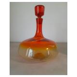 Hand Blown Art Glass Decanter. 10 In Tall