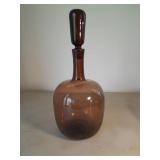 Brown Blown Glass Art Glass Decanter. 14 In Tall