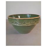 Green Yellow Ware Bowl 8 In Diameter