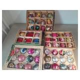 Vintage Glass Christmas Ornaments. Original Box