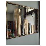 Modern Art Glass on Mirror. 35 x 27 In.