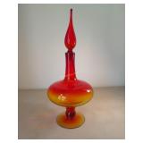 Amberina Hand Blown Decanter 19 In Tall