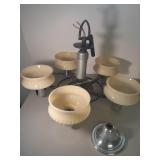 Vintage Metal Hanging Chandelier  / Glass Globes