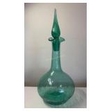 Hand Blown Crackle Glass Decanter / Stopper.