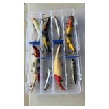 Flambeau clear fishing tackle box w/8 lg lures