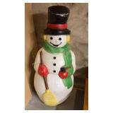 Blow Mold Snowman. Carrot Nose Missing