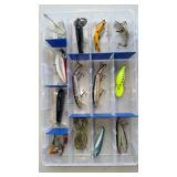 Flambeau clear fishing tackle box w/14 lures