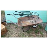 Wheelbarrow, light wt & plant stand wheelbarrow