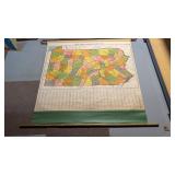 Vintage Canvas Pull -down Map of Pennsylvania