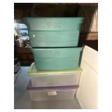 4 Large Storage Tubs. Green Tubs are 29 x 19 x 14