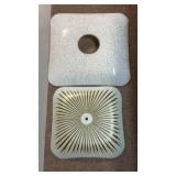 2 Retro Glass Light Shades. Larger is 17 In