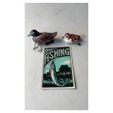 3.5in & 6in duck lures, tin sign 5.5 x 8