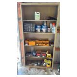 Metal shelving unit and contents