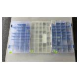 Fishing hooks in 3-clear plastic tackle boxes