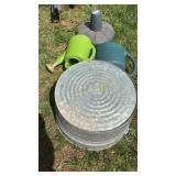 Galvanize tub, plastic sprinkling cans, umbrella