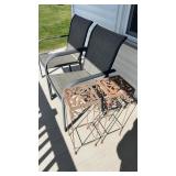 2- patio arm chairs & 2-metal plant stands, 24'