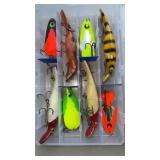 Flambeau clear fishing tackle box w/8 lures