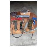 Grease guns, oil can, caulking gun, misc