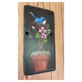 Painted Slate Wall Hanging. 16 x 8