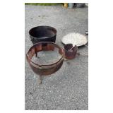 Cast iron butcher kettle w/3ft, gas burner