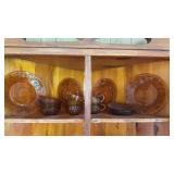 Amber Sandwich Pattern Plates, Cups, Saucers,