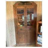 Wooden Corner Cupboard. Glass Panel Doors