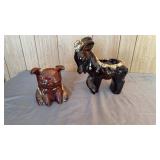 Drip Glaze Pottery Donkey Planter & Pig Bank