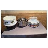 Enamel Bowls with Lids, Stainless Bowls
