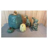 Ceramic Scrollwork Figures. Rabbit, Duck,