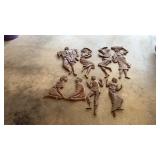 6-wooden figurines, 26-40in