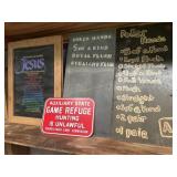 2-roof slate pcs & metal Game Refuge sign