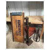 Auto creeper, seat creeper, vintage jack & tire