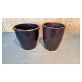 2 Stoneware Crocks. Taller is 7 In Tall