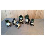 Wooden Penguins with Christmas Wreaths
