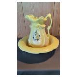 Ironstone Pitcher & Bowl Set. Pitcher is 12 In