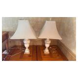 2 Vintage Marble Lamps. One Finial Broken