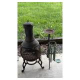 Cast Iron Chiminea, windchime & more