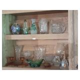 2 Shelves of Glass Vases. SHELVING NOT