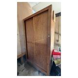 Large Wooden Wardrobe on Wheels