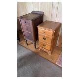 2 Wooden Side Stands. Taller is 15W x 18D x 31H