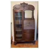 Antique Oak Side by Side Secretary Desk & China