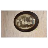Antique Oval Bowed Glass Picture Frame