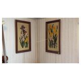 Knitted Flowers in Oak Frames