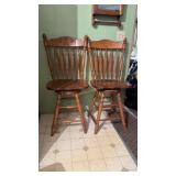 2 Wooden Bar Stools Seat Measures 24 In High