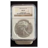 1995 MS69 Silver Eagle Dollar NGC Graded